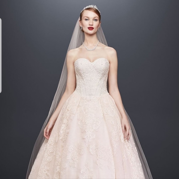 Beautiful Olen Cassini Ivory/Whisper Pink Strapless Ball Gown, Size 12 - Picture 1 of 8